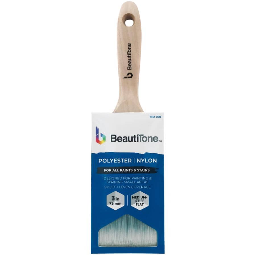 Polyester / Nylon Blend Flat Paint Brush - 3" / 75 mm