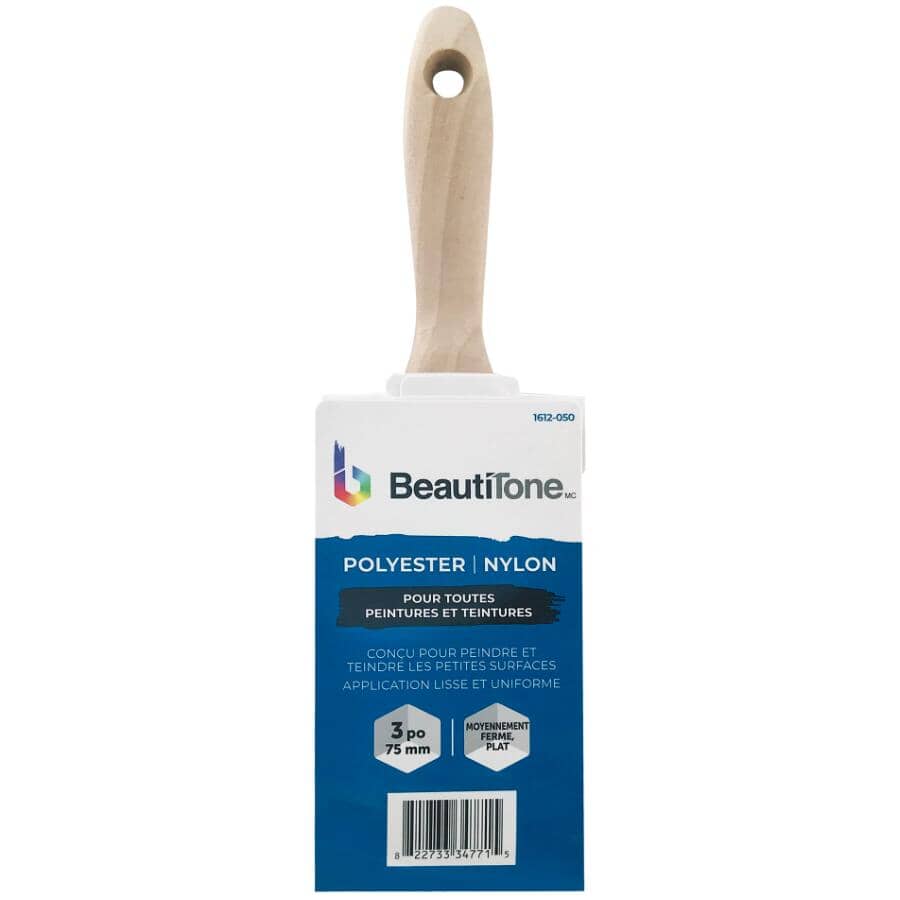 Polyester / Nylon Blend Flat Paint Brush - 3" / 75 mm