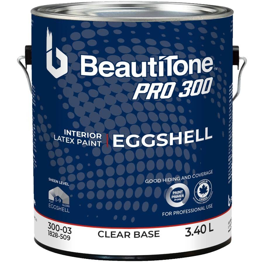 Interior Latex Enamel Eggshell Paint - Clear Base, 3.4 L