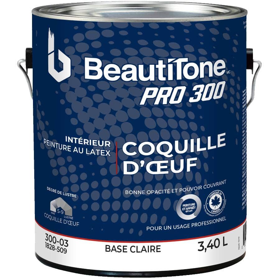 Interior Latex Enamel Eggshell Paint - Clear Base, 3.4 L