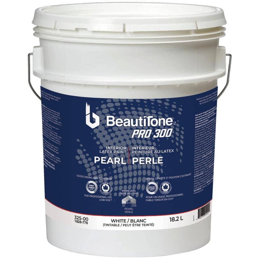 Interior Latex Enamel Pearl Paint - Tintable White, 18.2 L