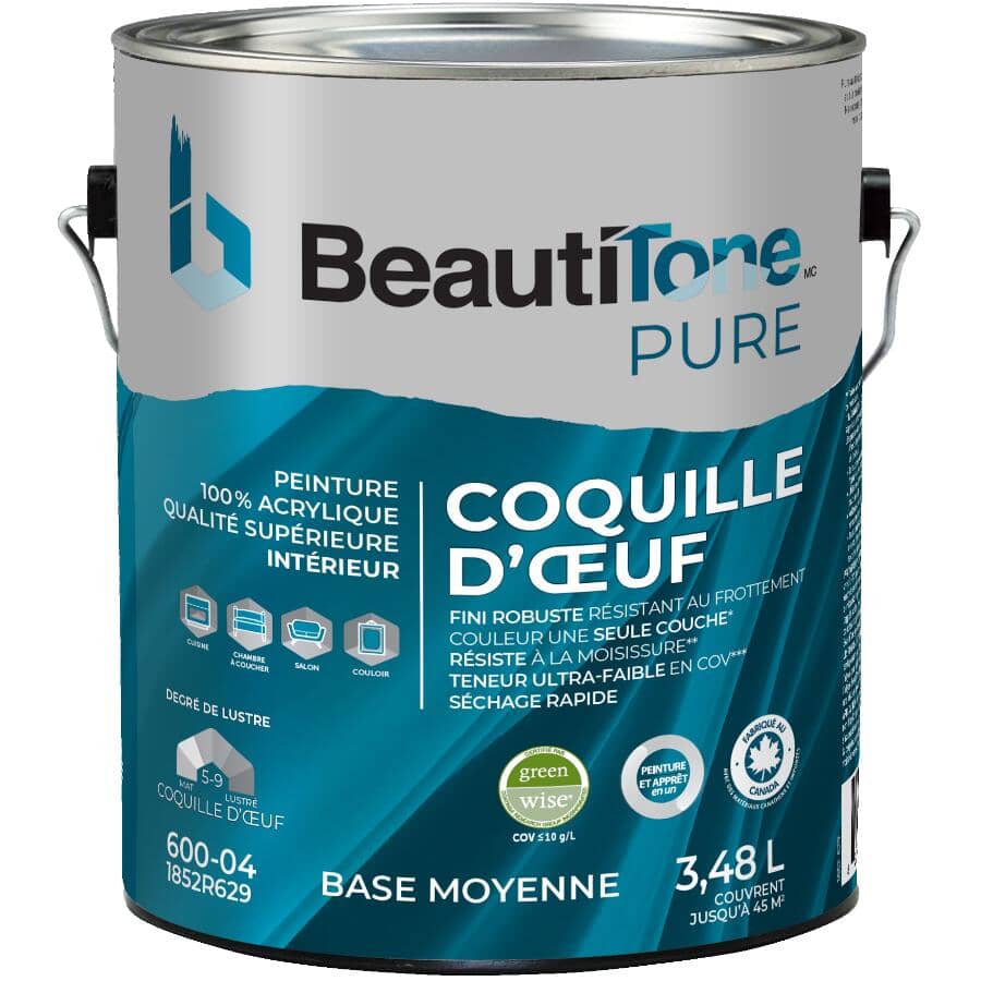 Premium Interior Latex Eggshell Paint & Primer - Medium Base, 3.48 L