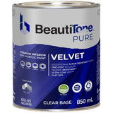 Premium Interior Latex Velvet Paint & Primer - Clear Base, 850 ml