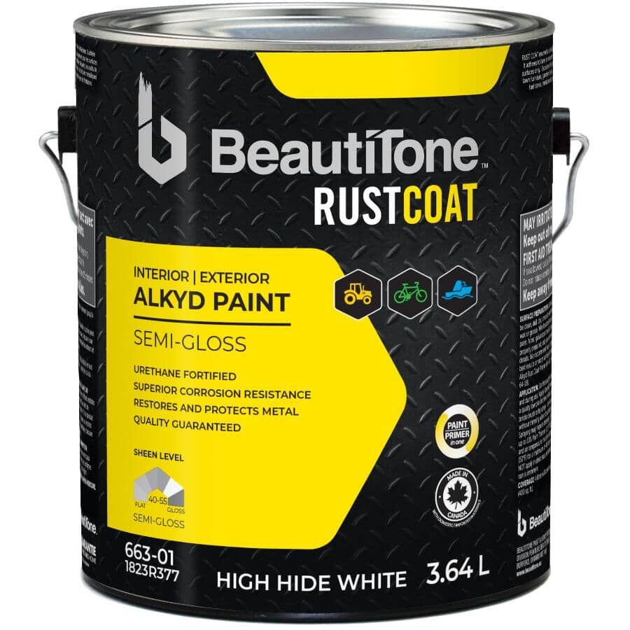 Alkyd Rust Paint - Semi-Gloss High Hide White, 3.64 L