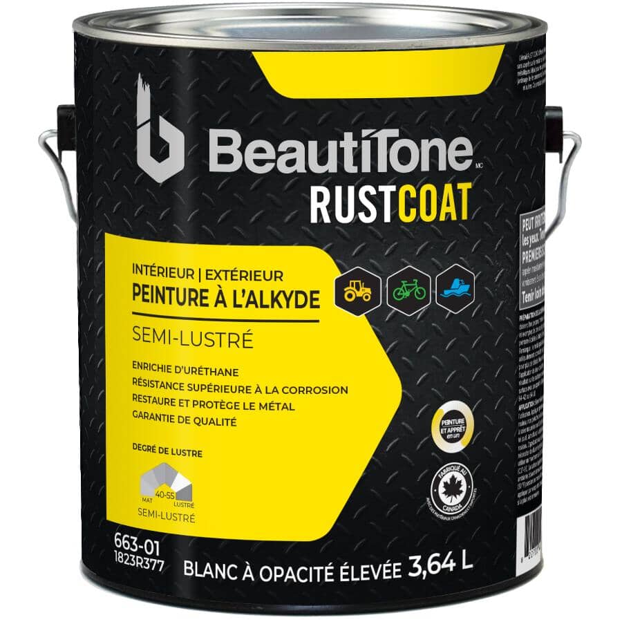 Alkyd Rust Paint - Semi-Gloss High Hide White, 3.64 L