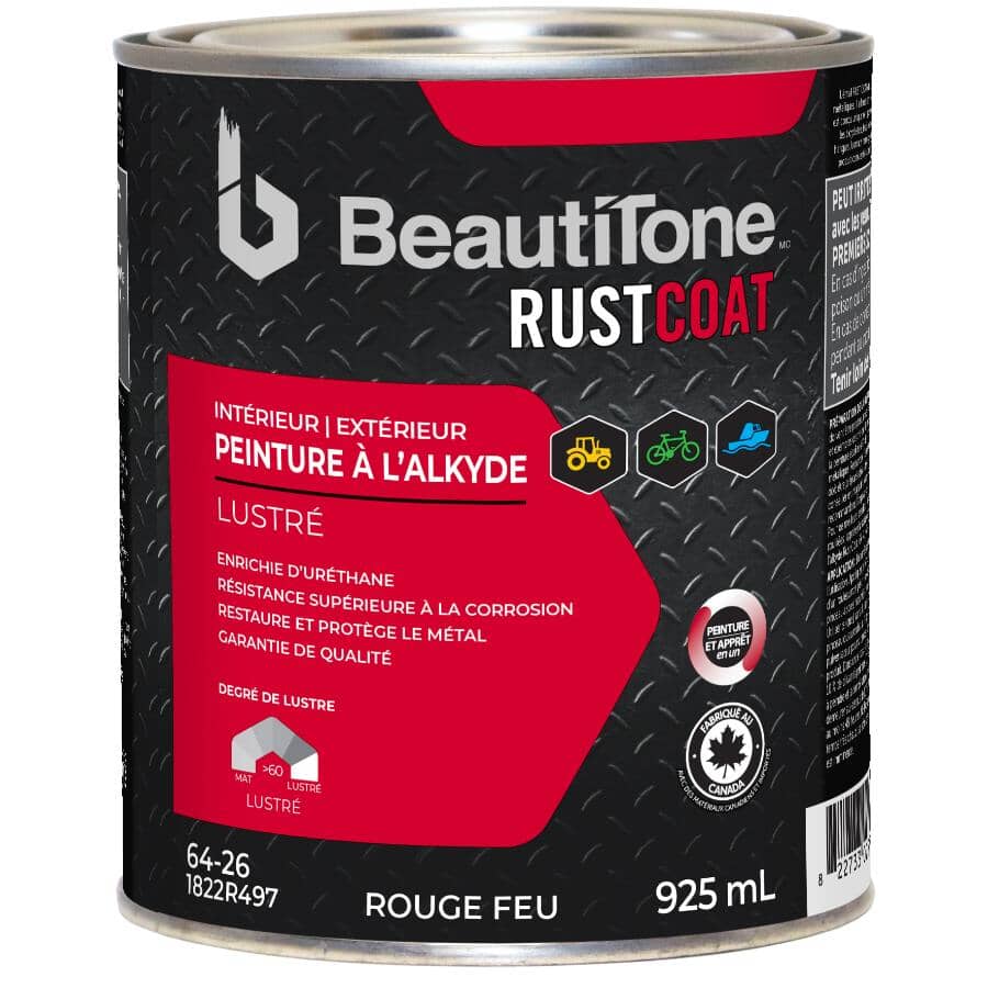Alkyd Rust Paint - Gloss Fire Red, 925 ml