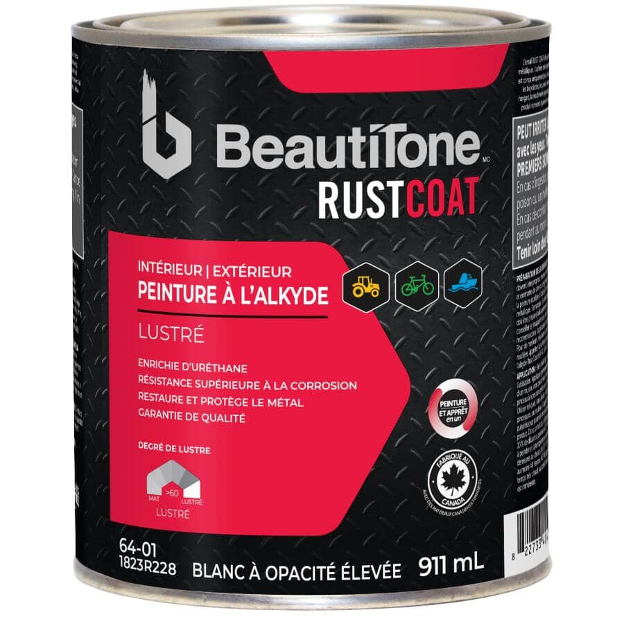 Alkyd Rust Paint - Gloss High Hide White, 911 ml