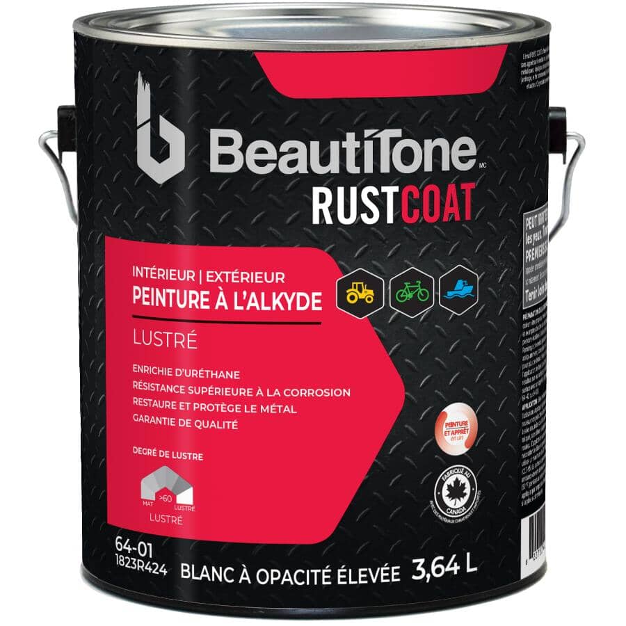 Alkyd Rust Paint - Gloss High Hide White, 3.64 L