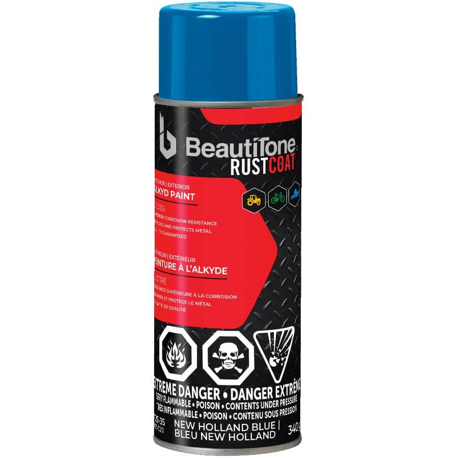 Alkyd Rust Spray Paint - Gloss New Holland Blue, 340 g