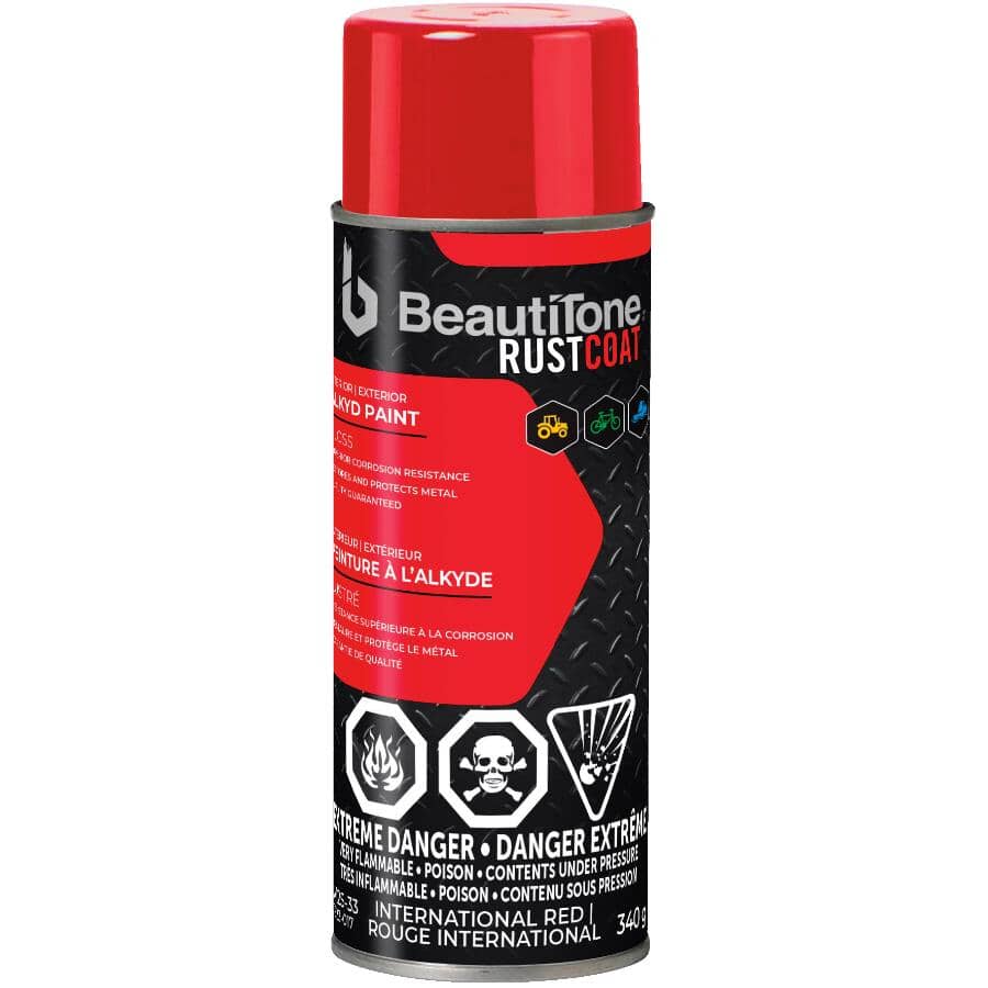 Alkyd Rust Spray Paint - Gloss International Red, 340 g