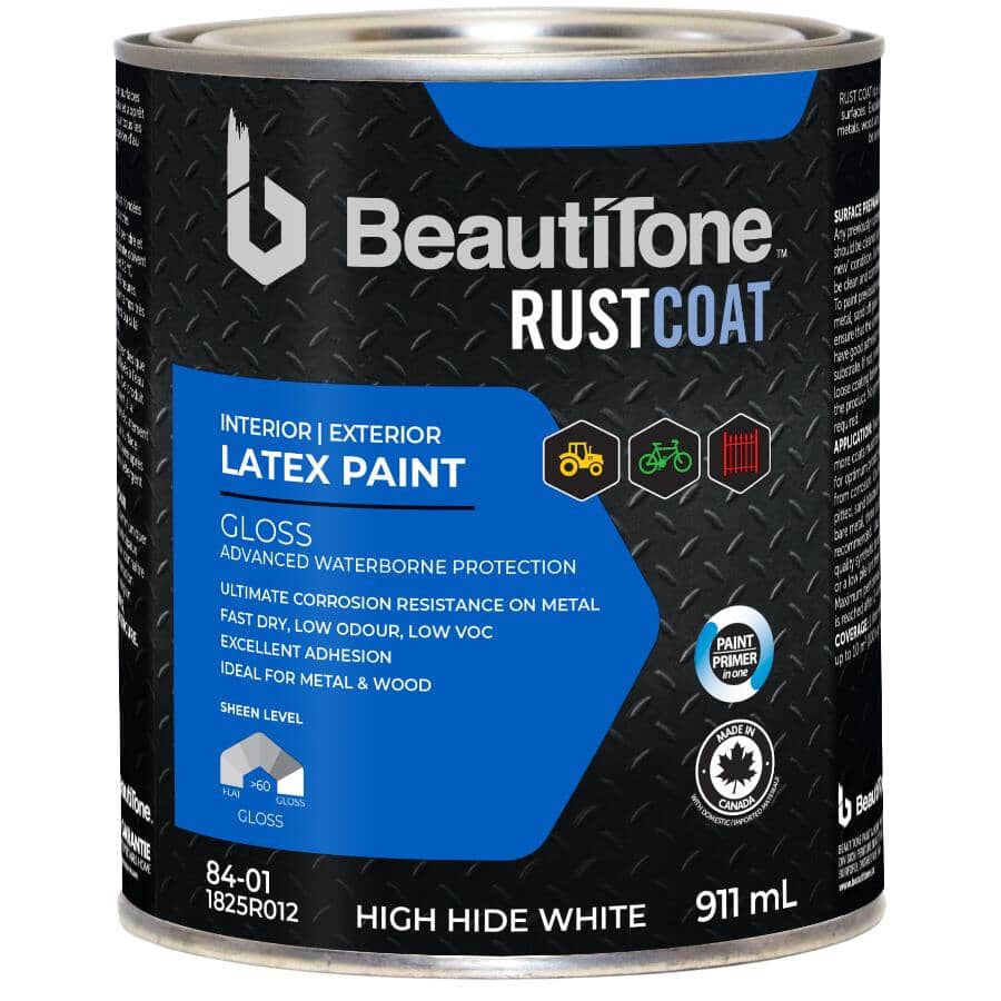 Latex Rust Paint - Gloss High Hide White, 911 ml