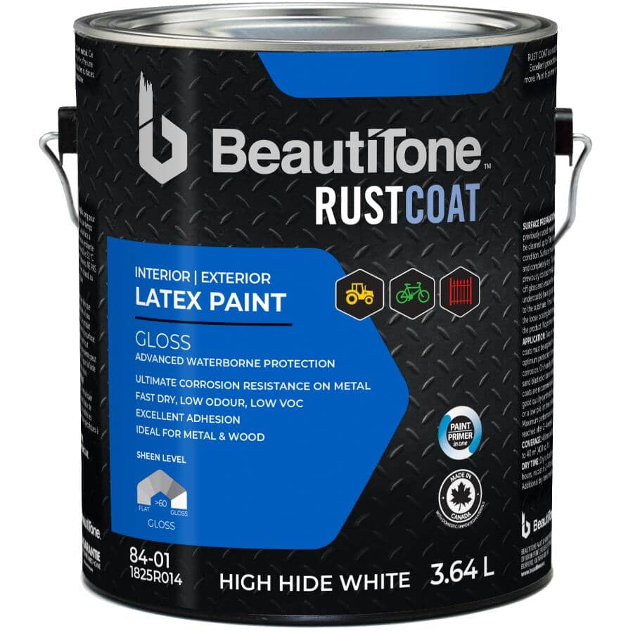 Latex Rust Paint - Gloss High Hide White, 3.64 L