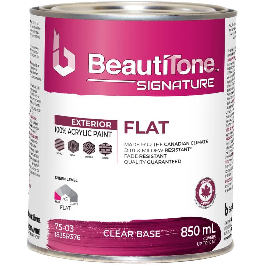 Exterior Acrylic Latex Flat Paint - Clear Base, 850 ml