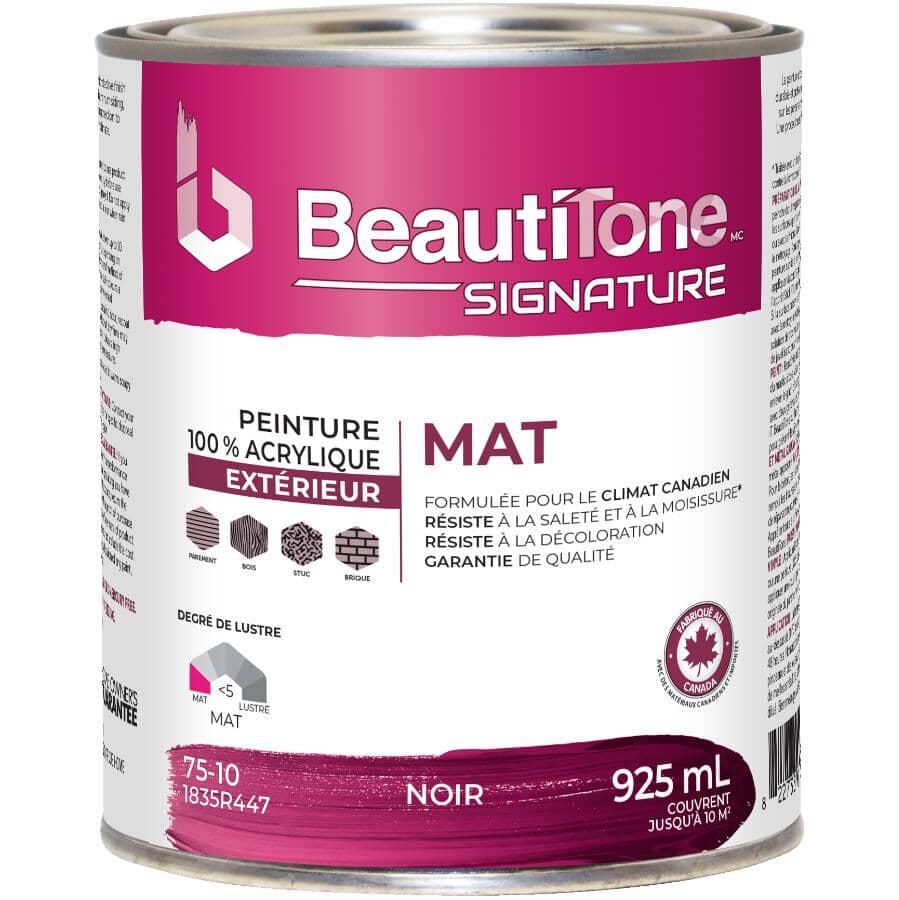 Exterior Acrylic Latex Flat Paint - Black, 925 ml