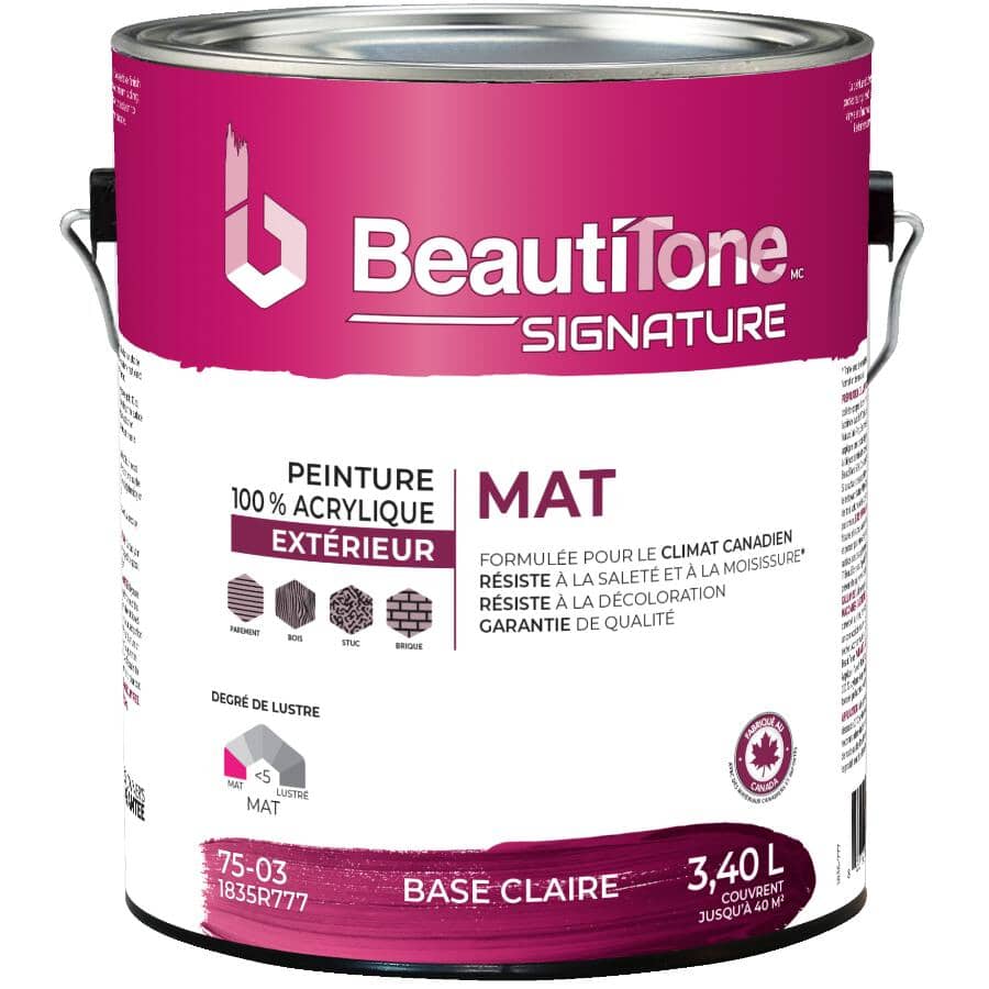 Exterior Acrylic Latex Flat Paint - Clear Base, 3.4 L