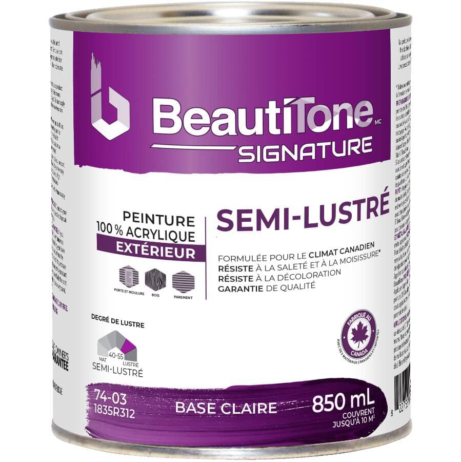 Exterior Acrylic Latex Semi-Gloss Paint - Clear Base, 850 ml