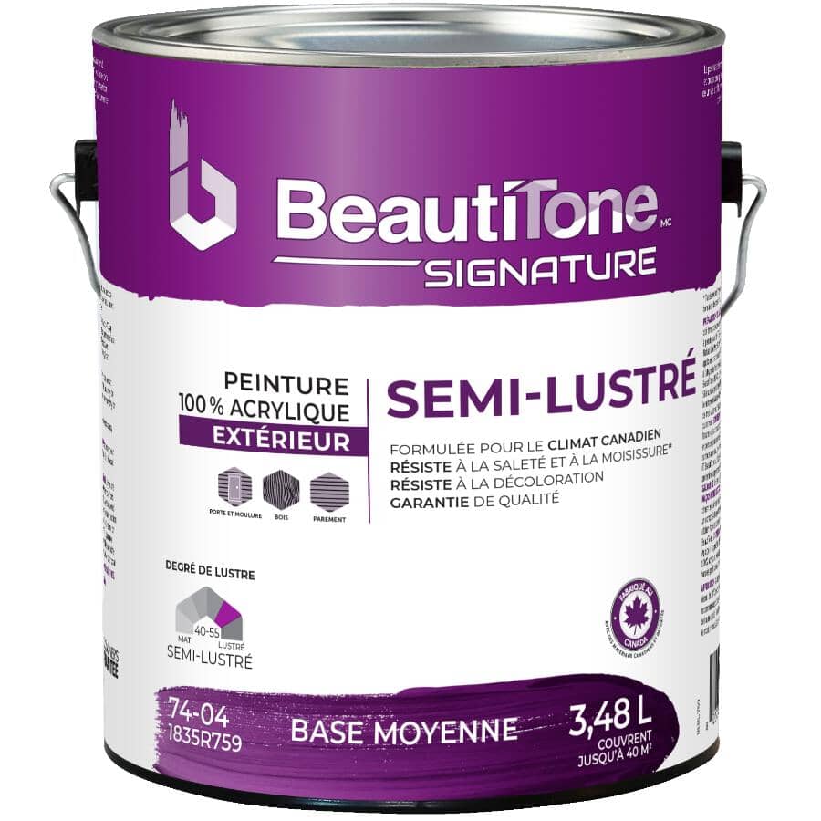 Exterior Acrylic Latex Semi-Gloss Paint - Medium Base, 3.48 L
