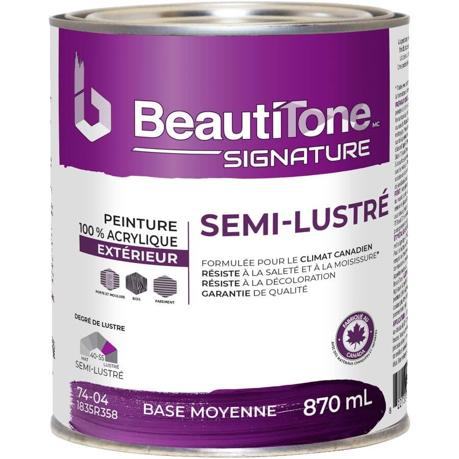 Exterior Acrylic Latex Semi-Gloss Paint - Medium Base, 870 ml