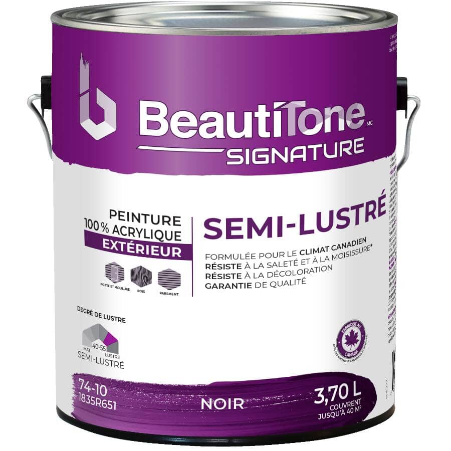 Exterior Acrylic Latex Semi-Gloss Paint - Black, 3.7 L