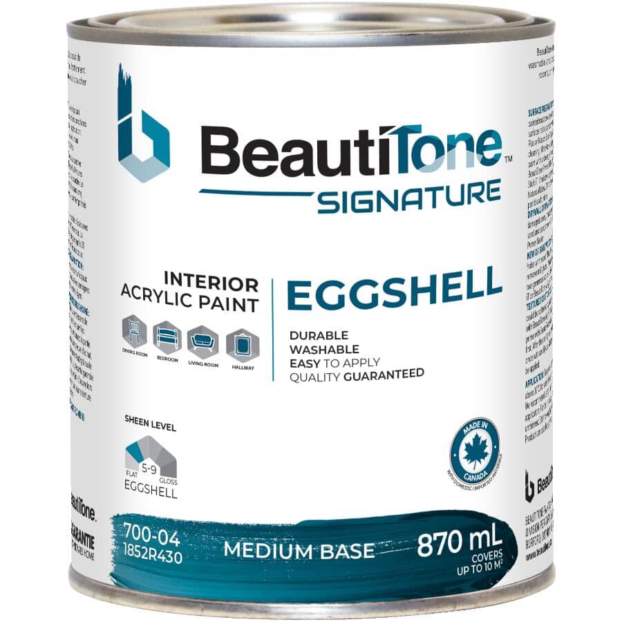 Interior Acrylic Latex Eggshell Paint - Medium Base, 870 ml