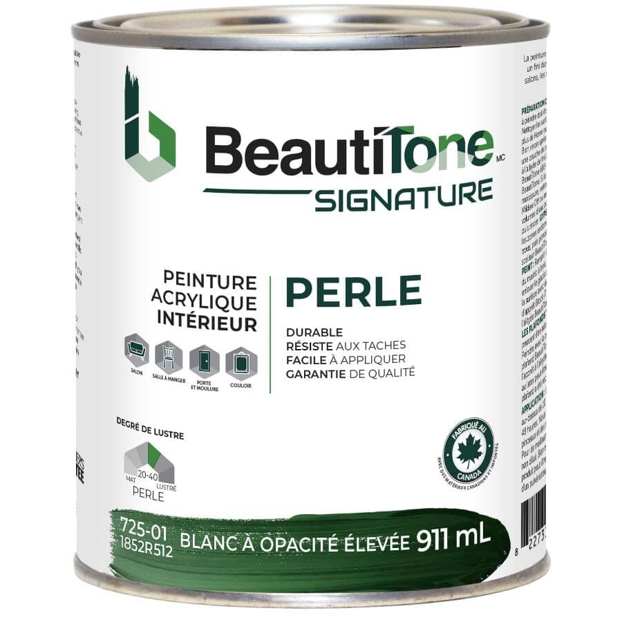 Interior Acrylic Latex Pearl Paint - High Hide White, 911 ml