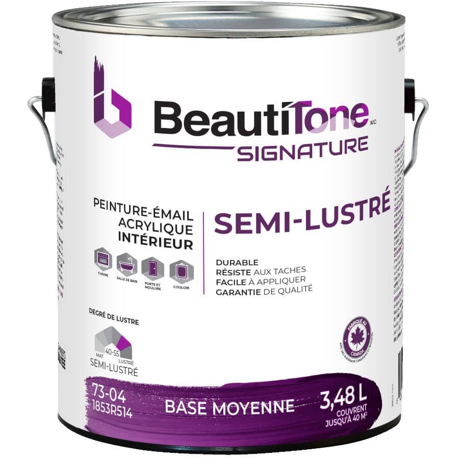 Interior Acrylic Latex Semi-Gloss Paint - Medium Base, 3.48 L