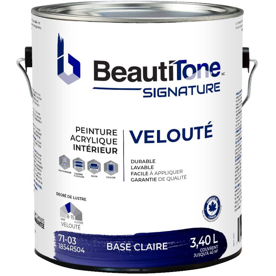 Interior Acrylic Latex Velvet Paint - Clear Base, 3.4 L