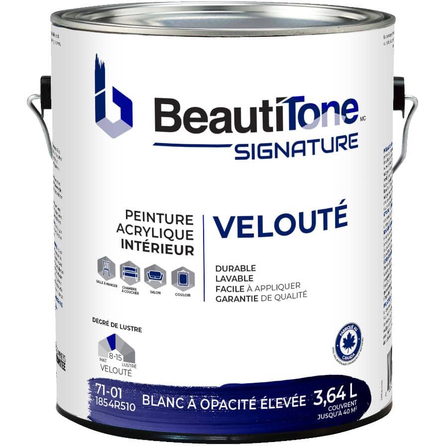 Interior Acrylic Latex Velvet Paint - High Hide White, 3.64 L