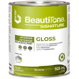 Interior / Exterior Acrylic Latex Gloss Paint - Black, 925 ml