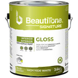 Interior / Exterior Acrylic Latex Gloss Paint - High Hide White, 3.64 L