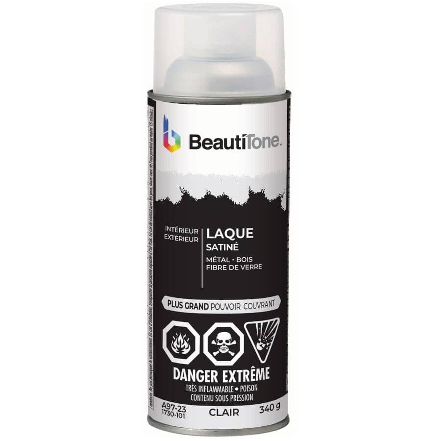 Solvent Lacquer Spray Paint - Satin Clear, 340 g