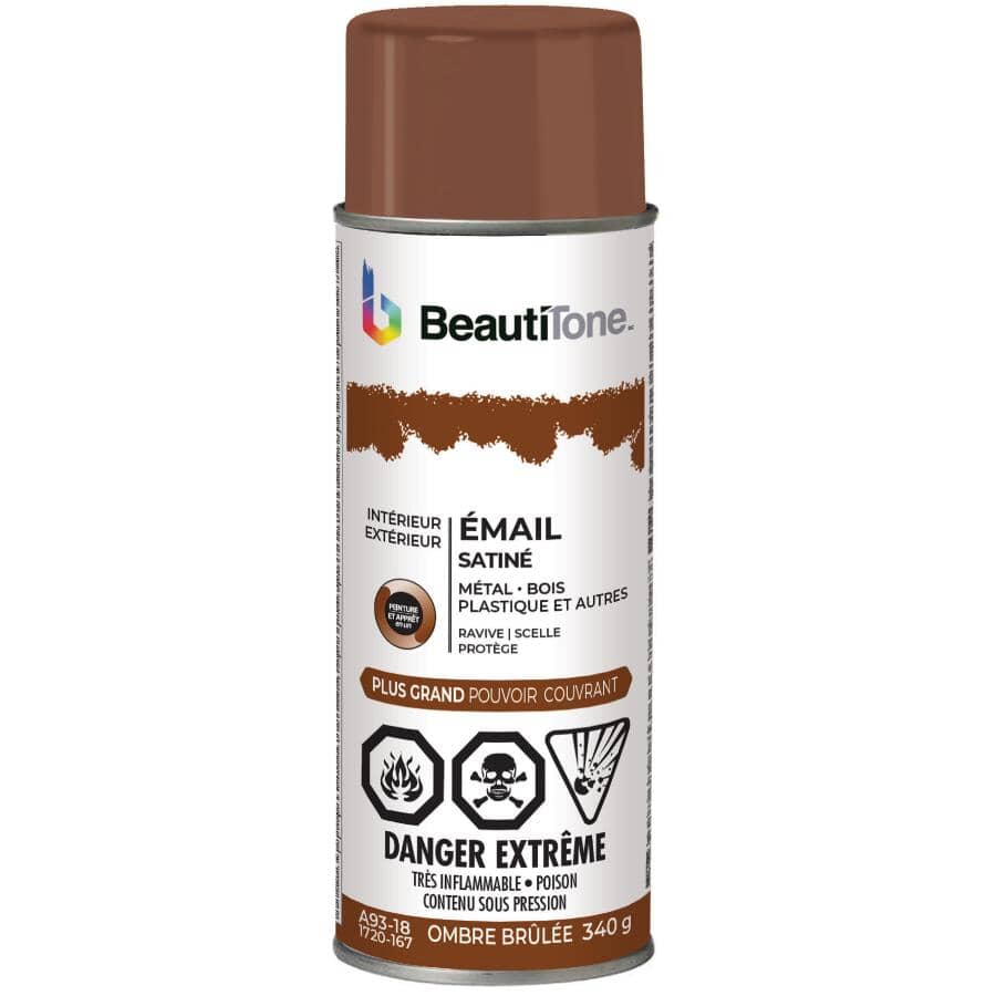 Solvent Satin Enamel Spray Paint - Burnt Umber, 340 g
