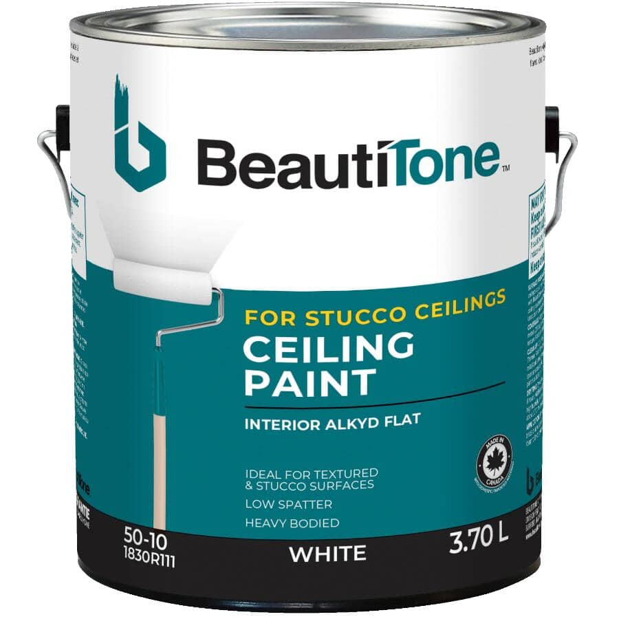 Stucco Ceiling Alkyd Paint - Flat White, 3.7 L