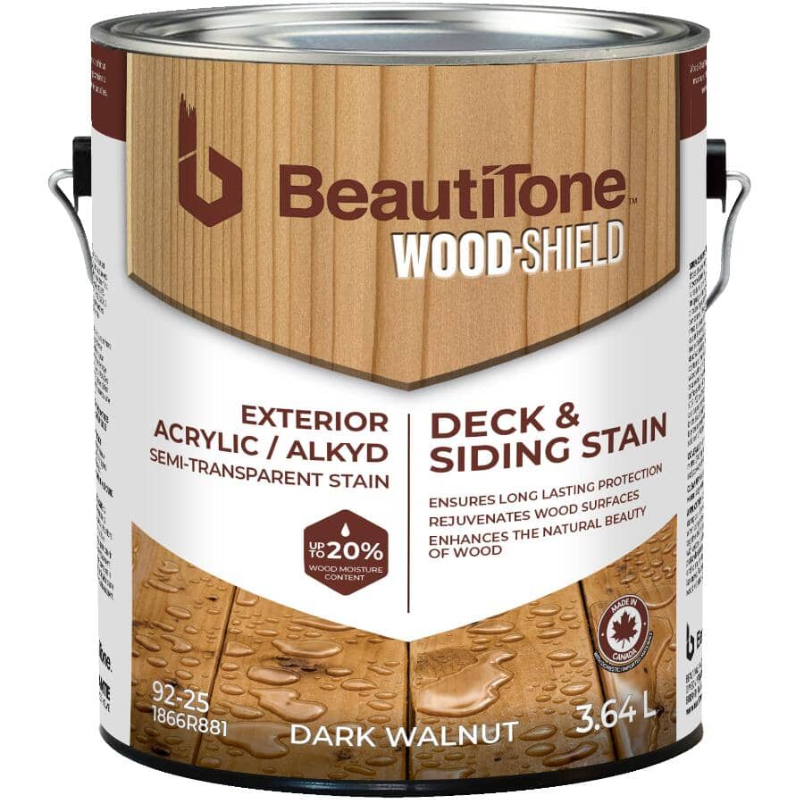 Acrylic Alkyd Deck & Siding Stain - Semi Transparent Dark Walnut, 3.64 L