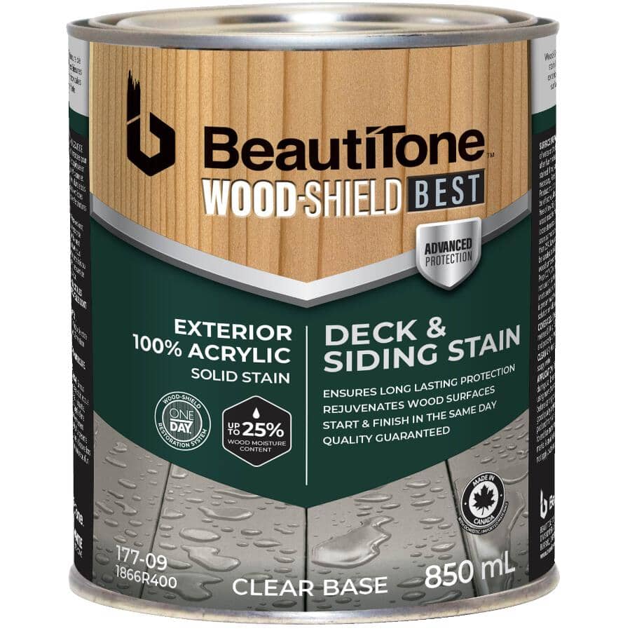 100% Acrylic Deck & Siding Stain - Solid Clear Base, 850 ml