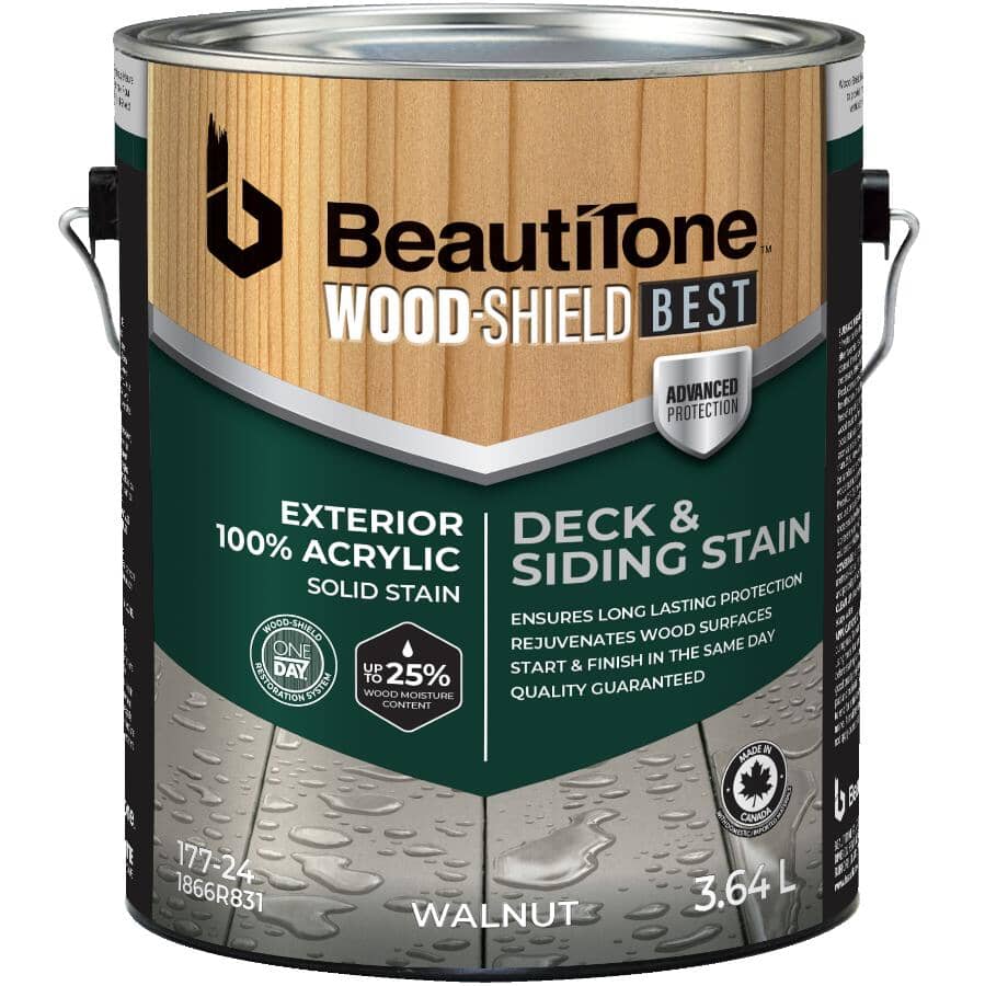 100% Acrylic Deck & Siding Stain - Solid Walnut, 3.64 L