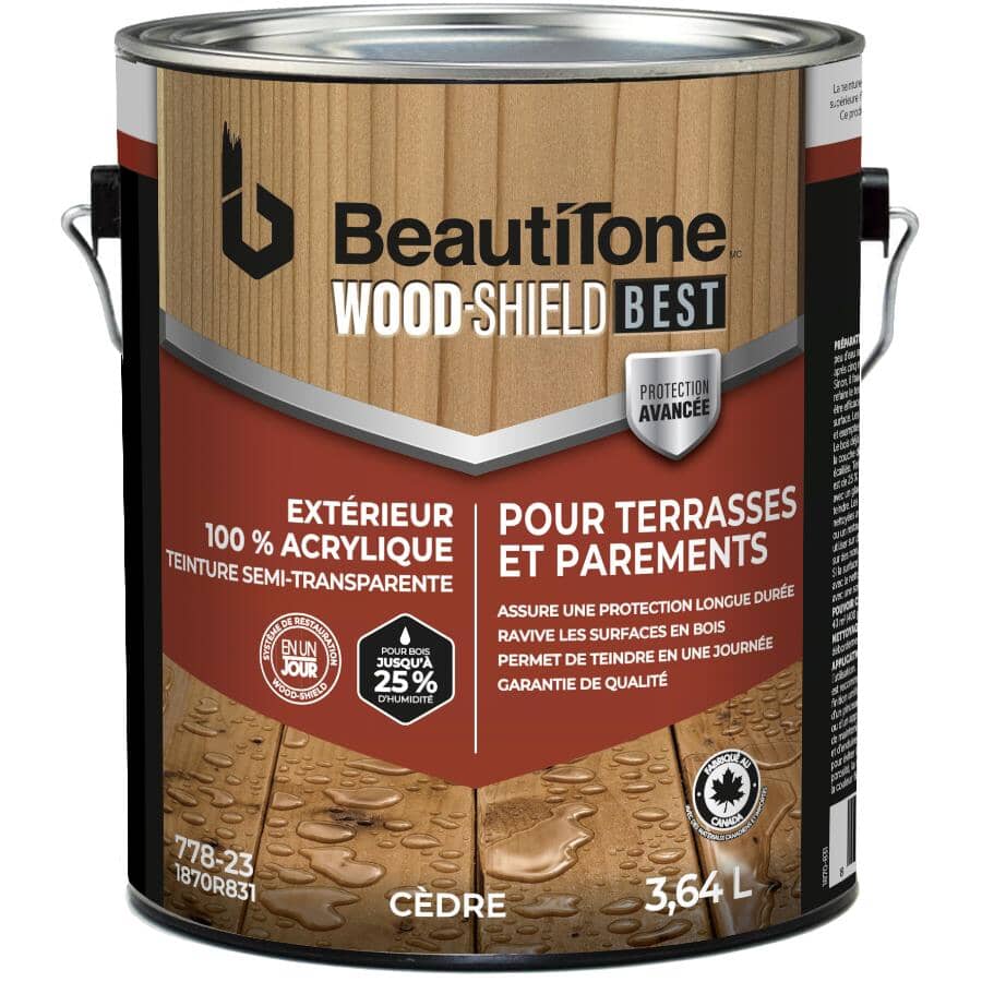 100% Acrylic Deck & Siding Stain - Semi-Transparent Cedar, 3.64 L