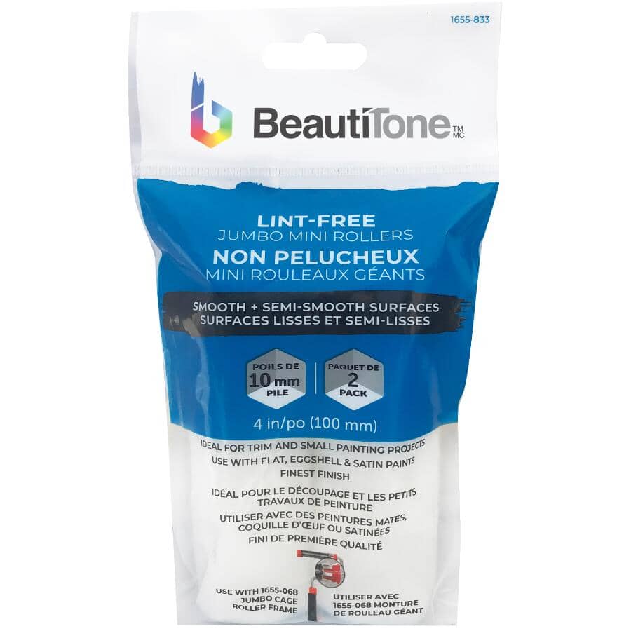 Woven Lint Free Jumbo Mini Paint Roller Covers - 100 mm x 10 mm, 2 Pack