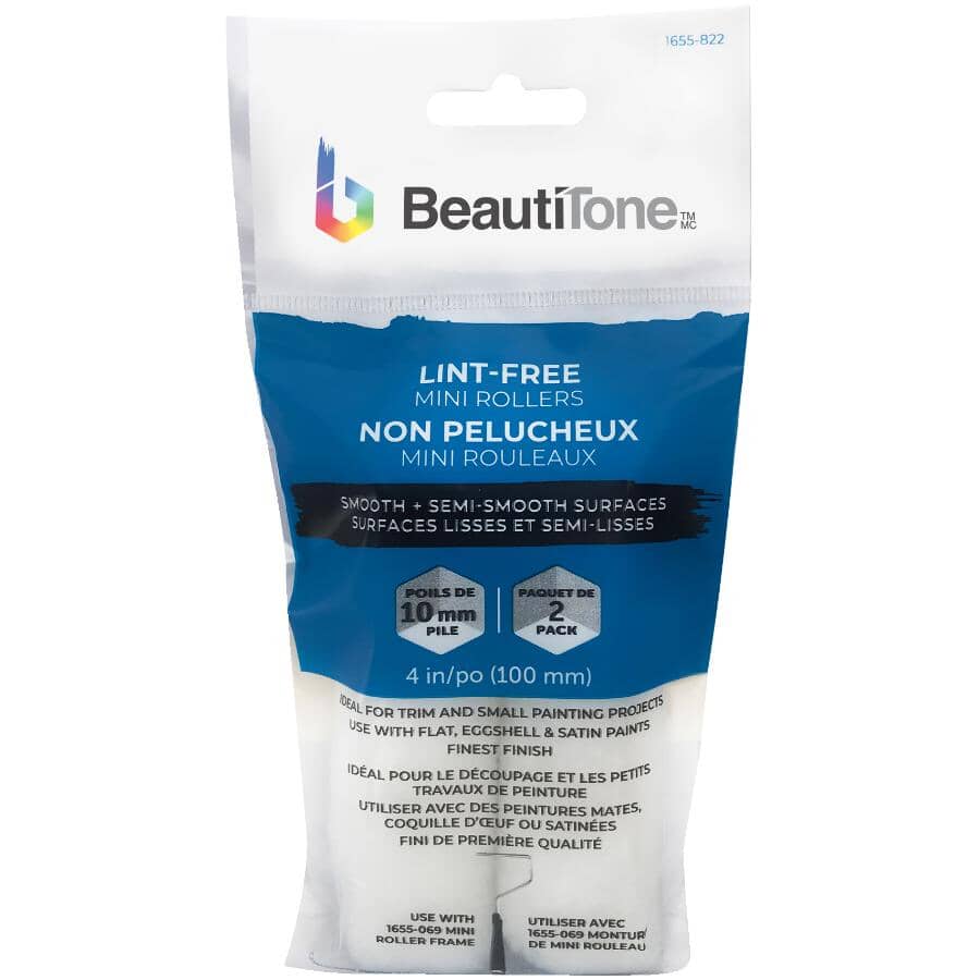 Woven Lint Free Mini Paint Roller Covers - 100 mm x 10 mm, 2 Pack