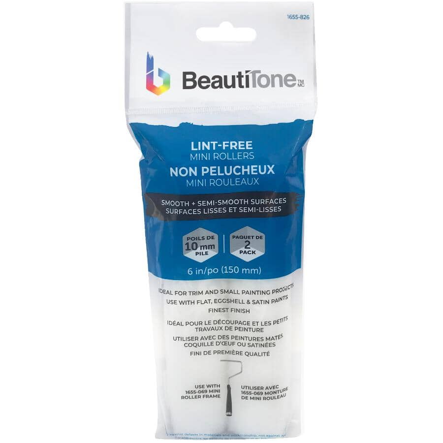 Woven Lint Free Mini Paint Roller Covers - 150 mm x 10 mm, 2 Pack