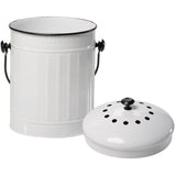 5.5L Galvanized Steel Kitchen Composter - White, with Filter