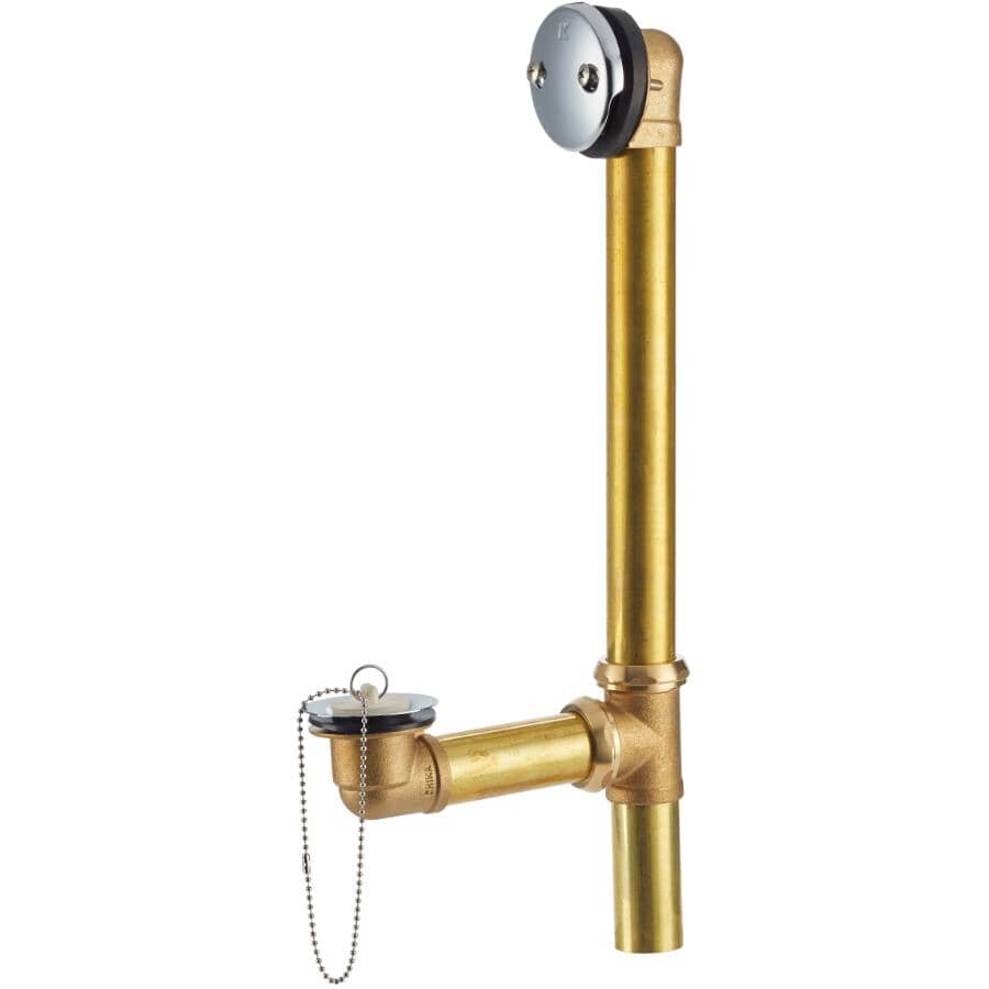 Waste & Overflow Drain - with Plug & Chain, Brass