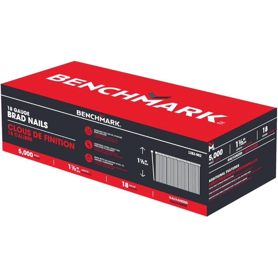1-1/2" 18 Gauge Brad Nails - 5000 Pack