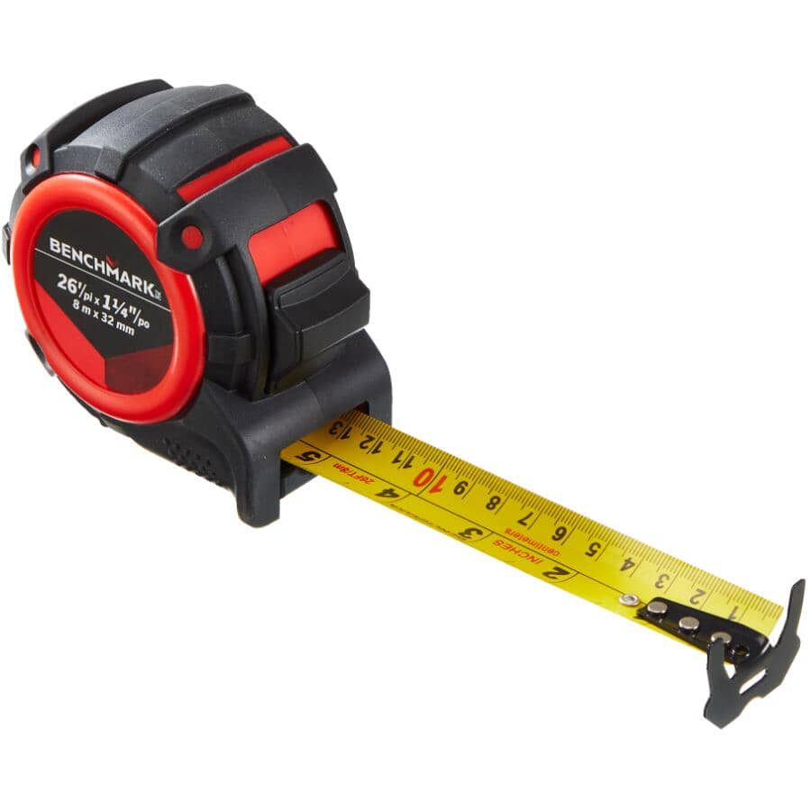 1-1/4" x 26'/8 m Double Sided Wide Blade Tape Measure