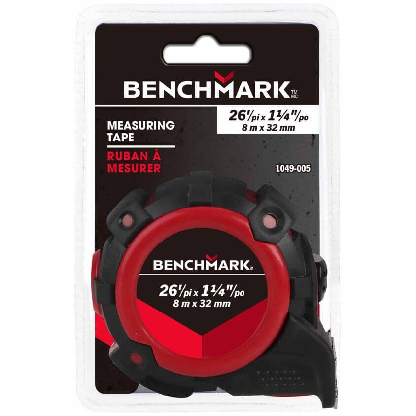 1-1/4" x 26'/8 m Double Sided Wide Blade Tape Measure