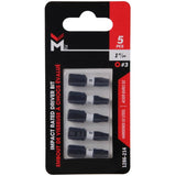 1" #3 Square Power Bits - 5 Pack