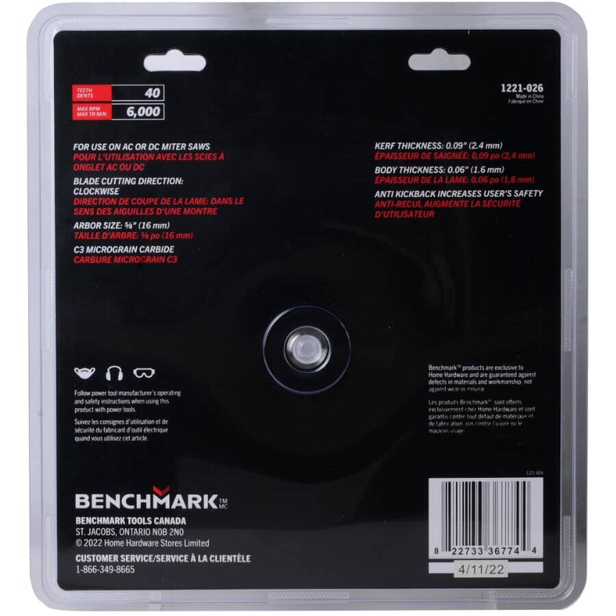 10" 40 Tooth Carbide Circular Saw Blade