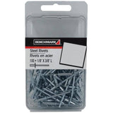 100 Pack 1/8" Long Steel Rivets