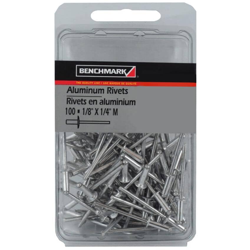 100 Pack 1/8" Medium Aluminum Rivets