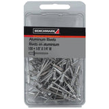 100 Pack 1/8" Medium Aluminum Rivets